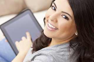 A woman with tablet