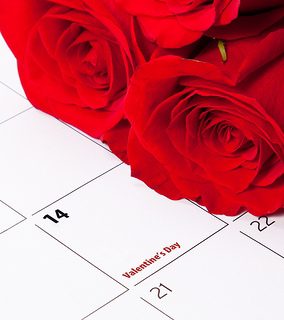 Red roses on calendar
