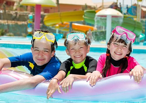 The kids are swimming